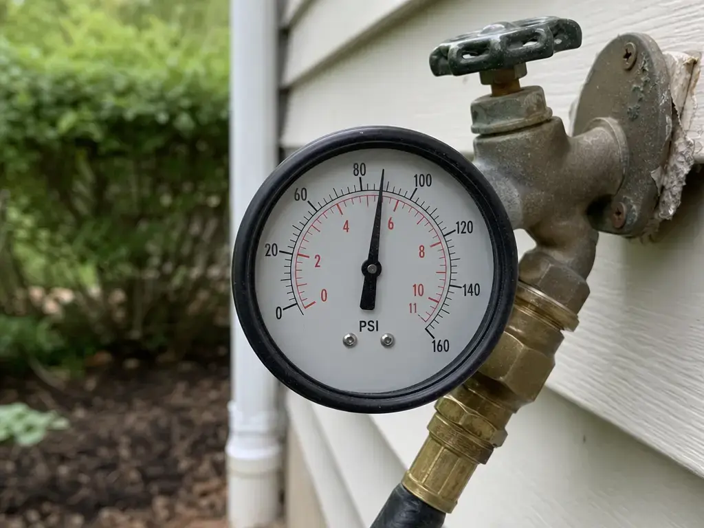 Pressure gauge during a pump flow test